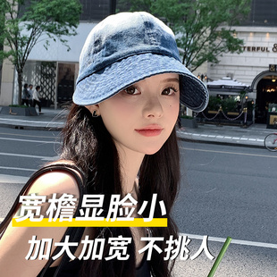 牛仔渔夫帽女夏季 鸭舌防紫外线太阳帽子 大帽檐遮阳防晒赵露思同款