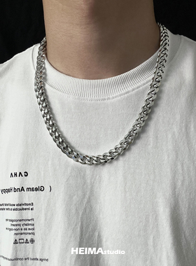 不掉色古巴项链男潮牌嘻哈高街简约粗款链子女钛钢欧美hiphop街头