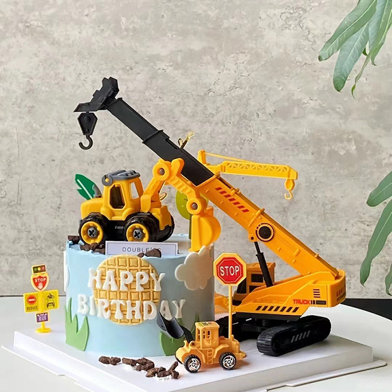 吊车蛋糕装饰摆件挖机推土机工程车儿童男孩小孩生日甜品台插件,节庆用品/礼品,节日装扮用品,淘宝优惠券,粉丝福利购,淘宝优惠卷