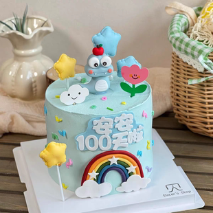 蛇宝宝周岁满月百天生日蛋糕装 烘焙插牌 饰插件苹果小蛇摆件韩式