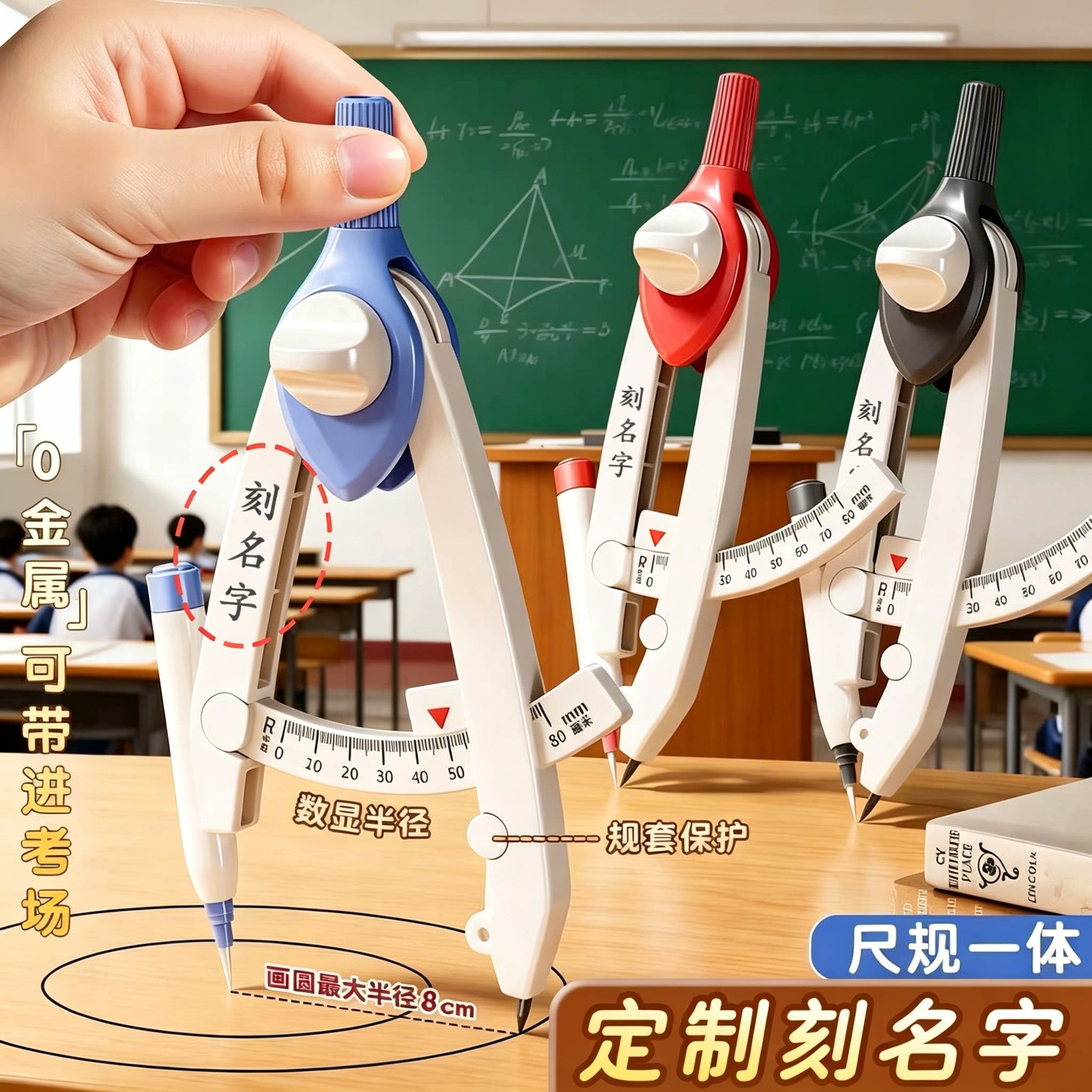 【防丢刻名字】数显圆规小学生图片