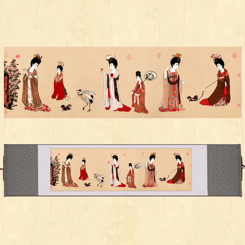 簪花仕女蜀锦四川特色刺绣手工