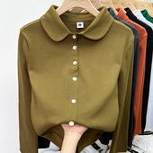 polo领体恤衫 修身 打底洋气百搭有领上衣潮 t恤女春秋新款 翻领长袖