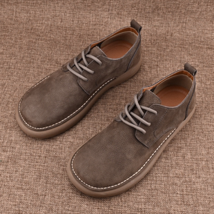 大头宽脚复古透气软底软皮休闲皮鞋 低帮头层牛皮男鞋 真皮新款 男士