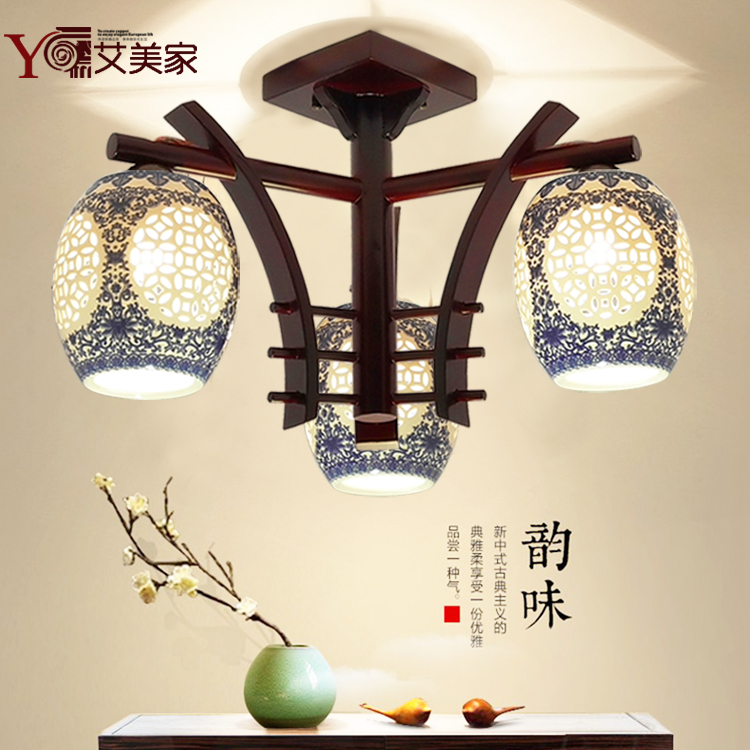 solid wood a living room bedroom Ceiling lamps and lanterns Chinese style ceramics Restaurant modern Simplicity Study lamp To fake something antique Wood lampin the Decoration main material , Lamps , Ceiling  category - from Buy2taobao.com to provide professional Taobao agent buy service