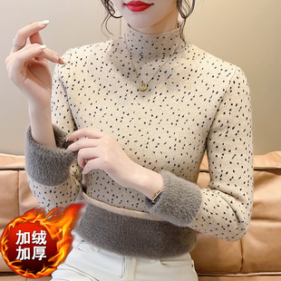 加绒加厚半高领毛衣女2024新款秋冬洋气冬季一体绒打底衫针织内搭