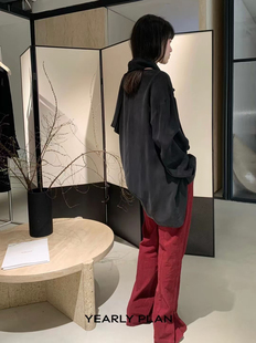 设计师品牌YP胶囊系列超赞裤型可调节裤脚直筒喇叭休闲裤女