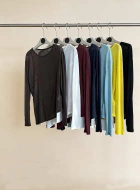 人手一件~设计师品牌微透百搭长袖T恤宽松显瘦防晒打底衫