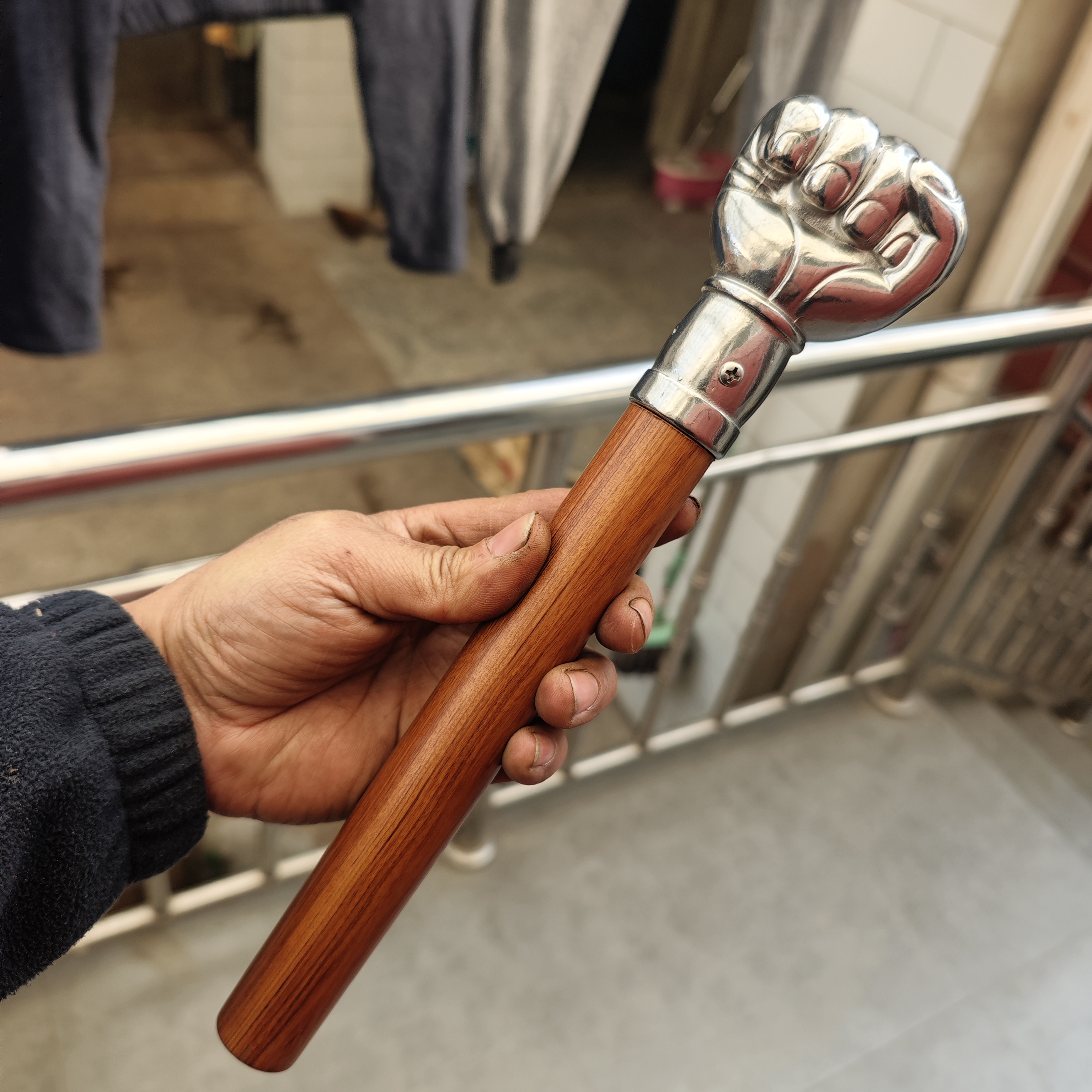 复古辽金骨朵锤健身车载防身破窗安全拳头锤冷兵器影视道具拐杖头