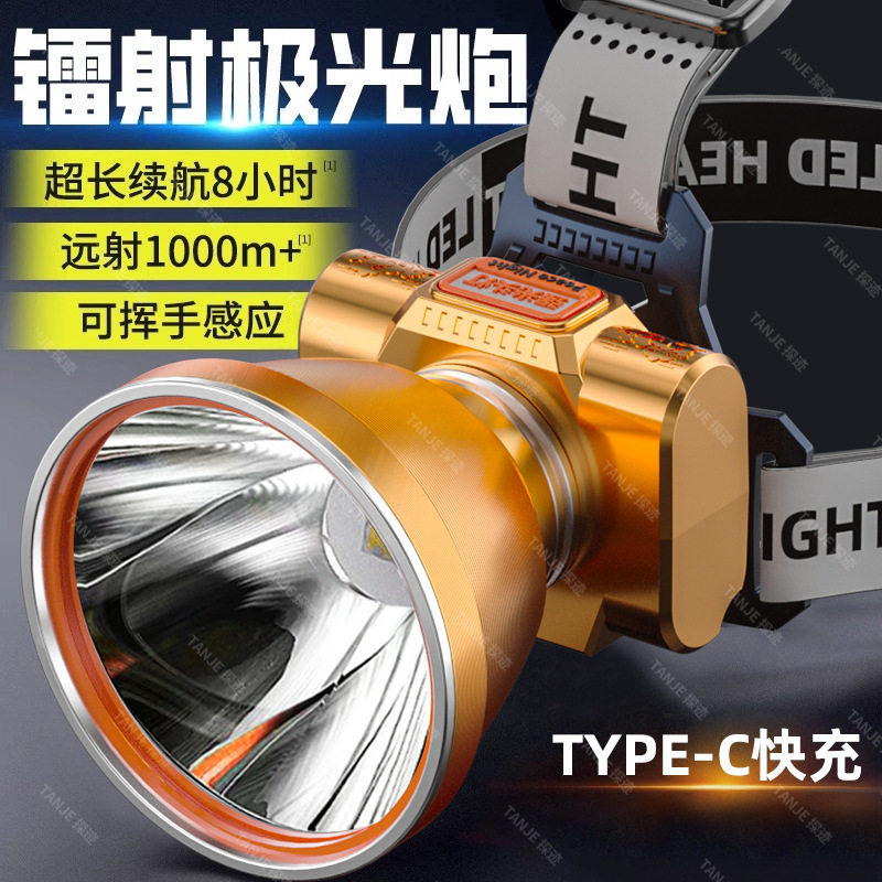 新款大功率头戴式头灯强光远射可充电防水超亮矿灯户外家用手电筒