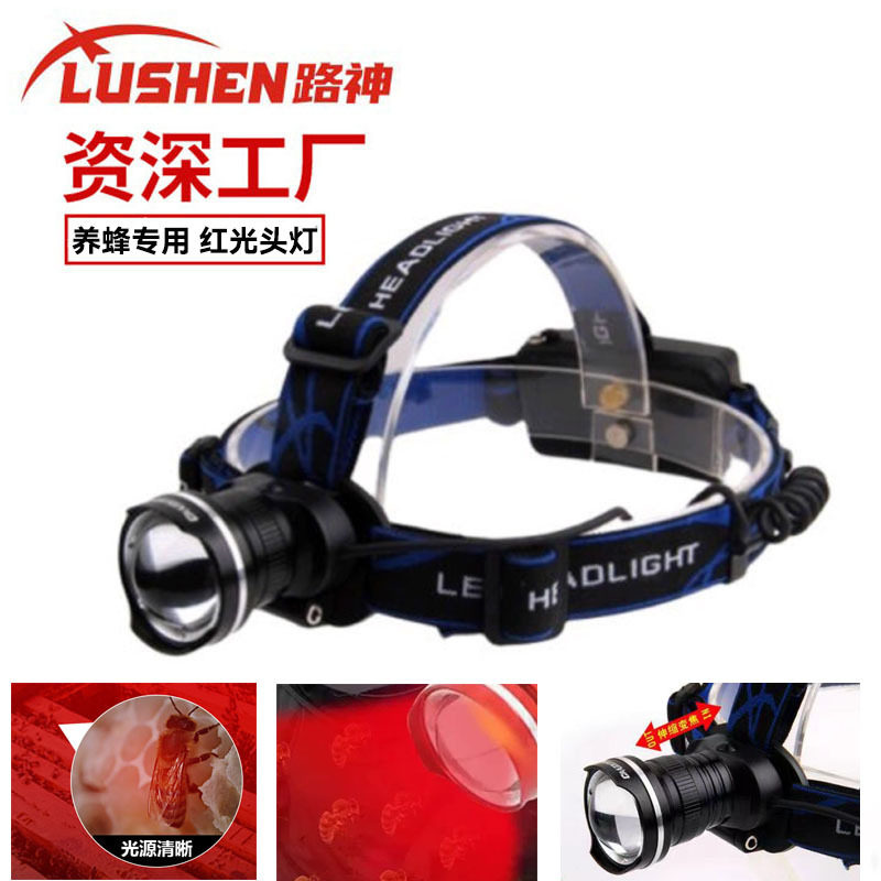 专用养蜂头灯黄光白光红光夜间查蜜蜂工作色盲红线调焦大光斑头灯