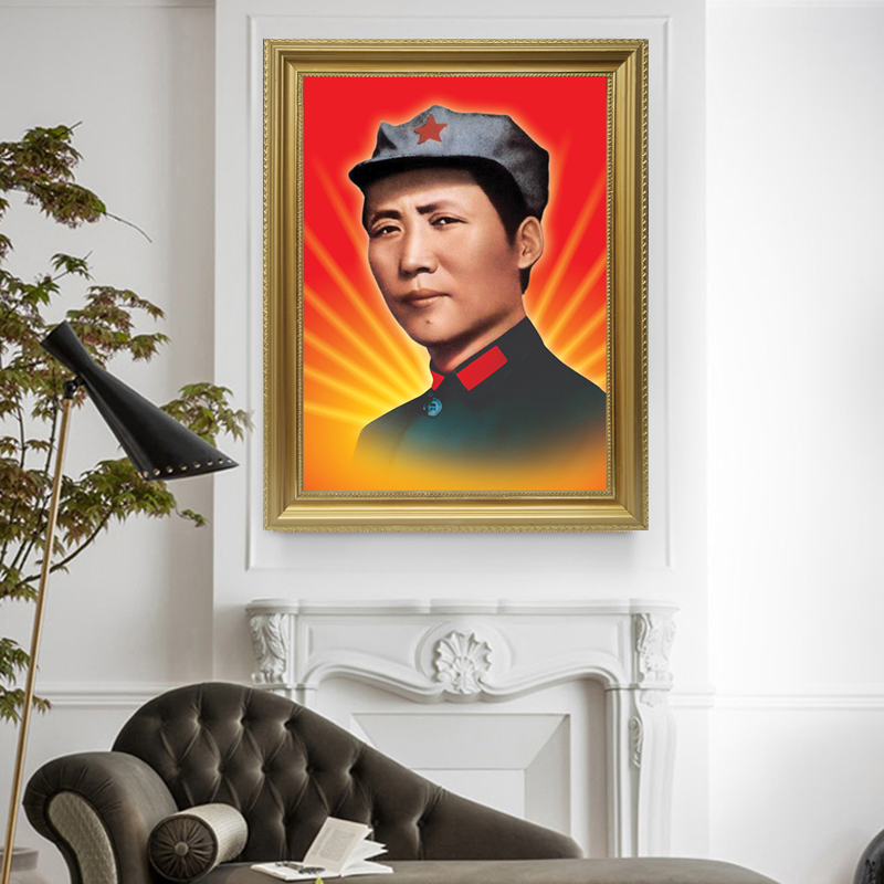 毛主像1936年青年标准八角帽壁画