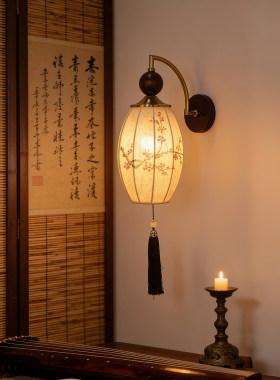 华木轩中式布艺流苏壁灯