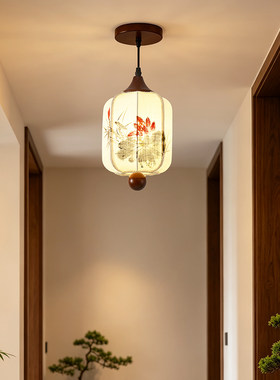 新中式布艺木质餐厅吊灯高级感