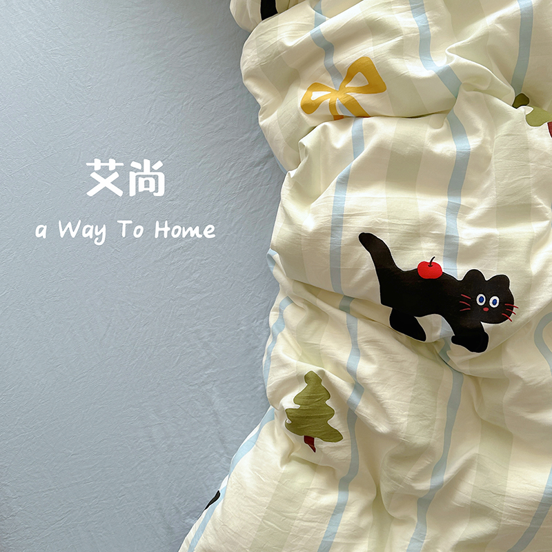 奶软软糯糯软萌卡通水洗棉四件套