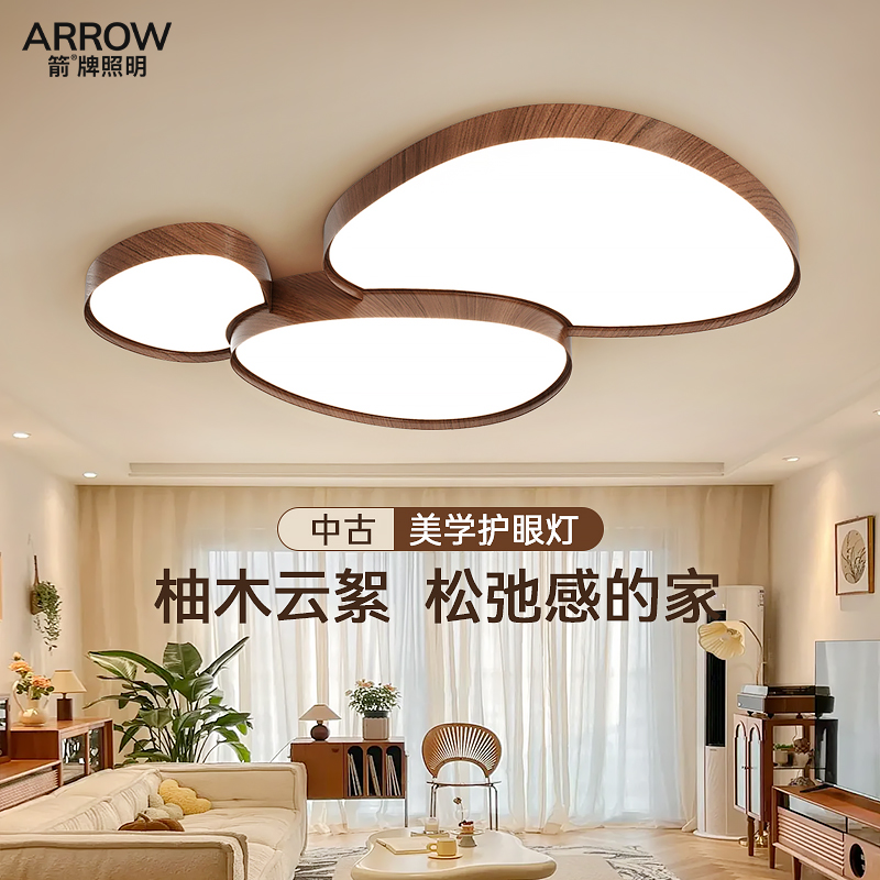 中古胡桃木客厅主灯吸顶灯具新款