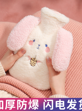 卡通可爱大号毛绒注水热水袋冬季热敷暖肚子加厚灌水暖手袋学生