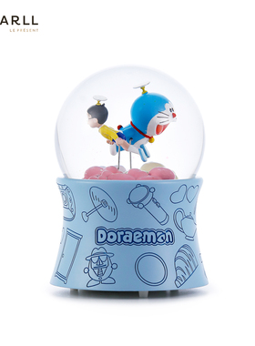 JARLL赞尔哆啦A梦水晶球音乐盒旋转自喷灯光八音盒送男生同学礼物