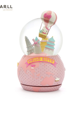 JARLL赞尔HelloKitty水晶球音乐盒环游八音盒毕业生日礼物送女友