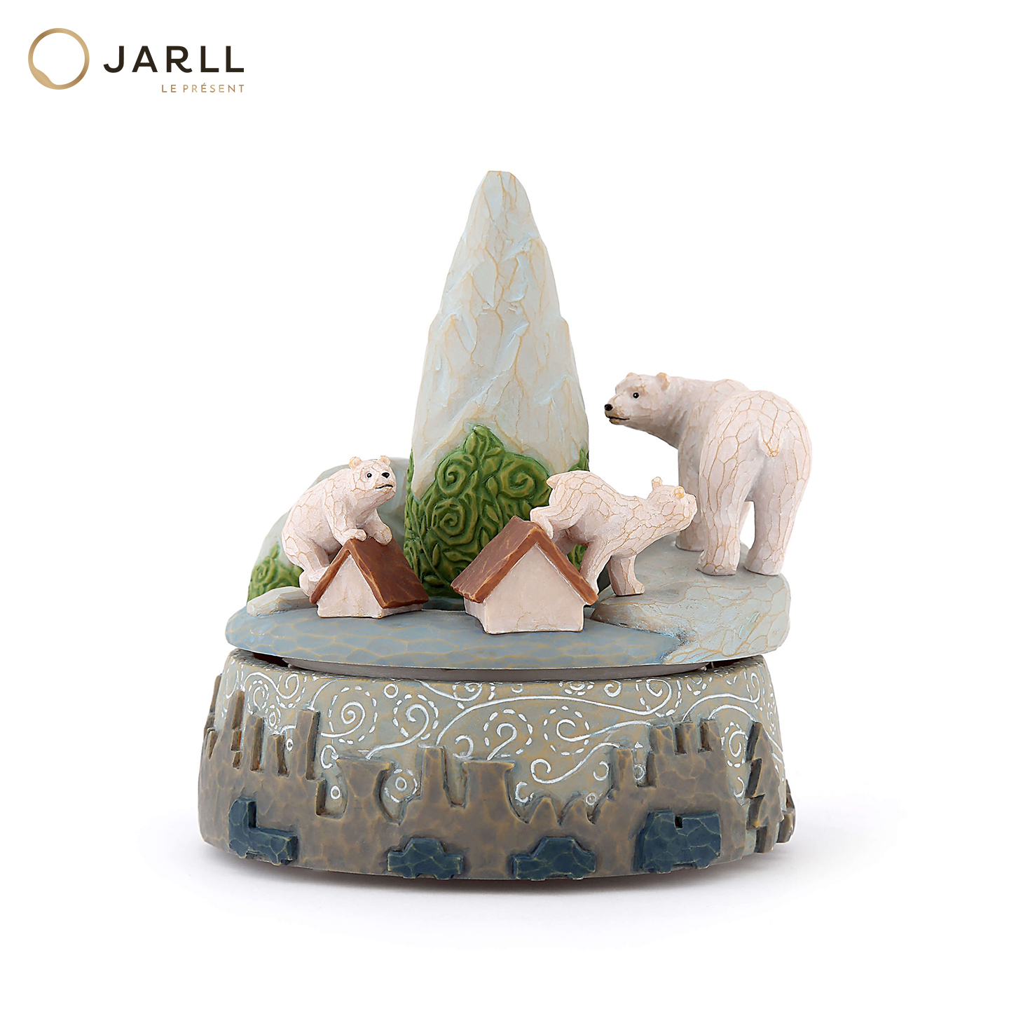 JARLL赞尔北极熊一家亲音乐盒旋转八音盒送闺蜜送朋友纪念礼物