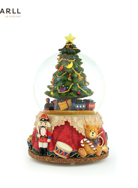 JARLL赞尔水晶球音乐盒平安夜圣诞树八音盒女生日表白礼物送女友