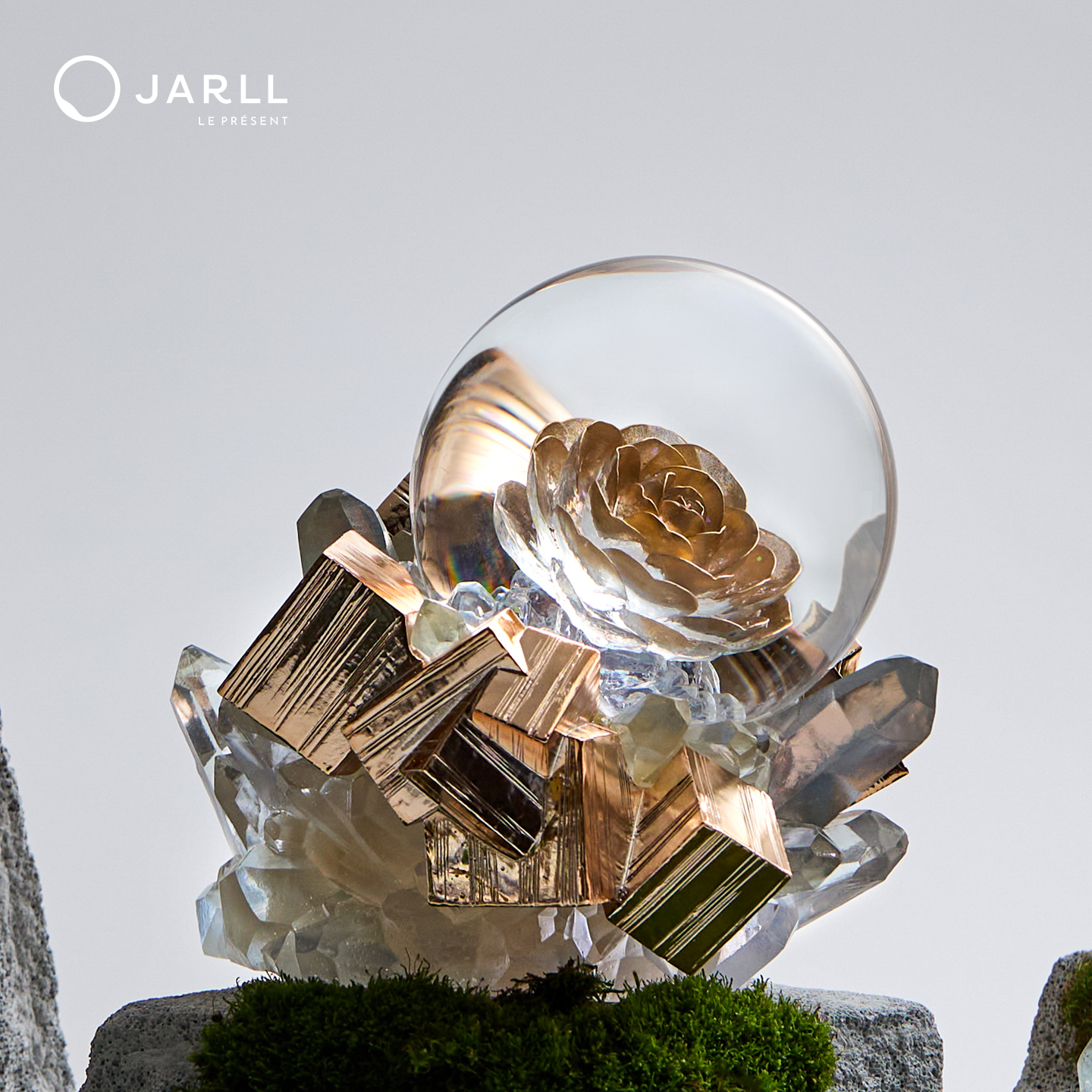 JARLL赞尔山茶花水晶球亮灯摆件向阳祝福饰品纪念礼物送朋友同学