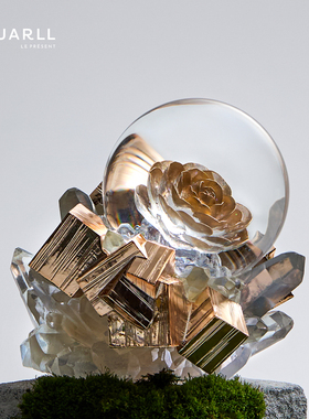JARLL赞尔山茶花水晶球亮灯摆件向阳祝福饰品纪念礼物送朋友同学
