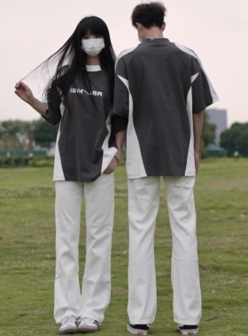 记得加辣 2026国潮春季新款白色直筒显瘦显高休闲男女中性牛仔裤