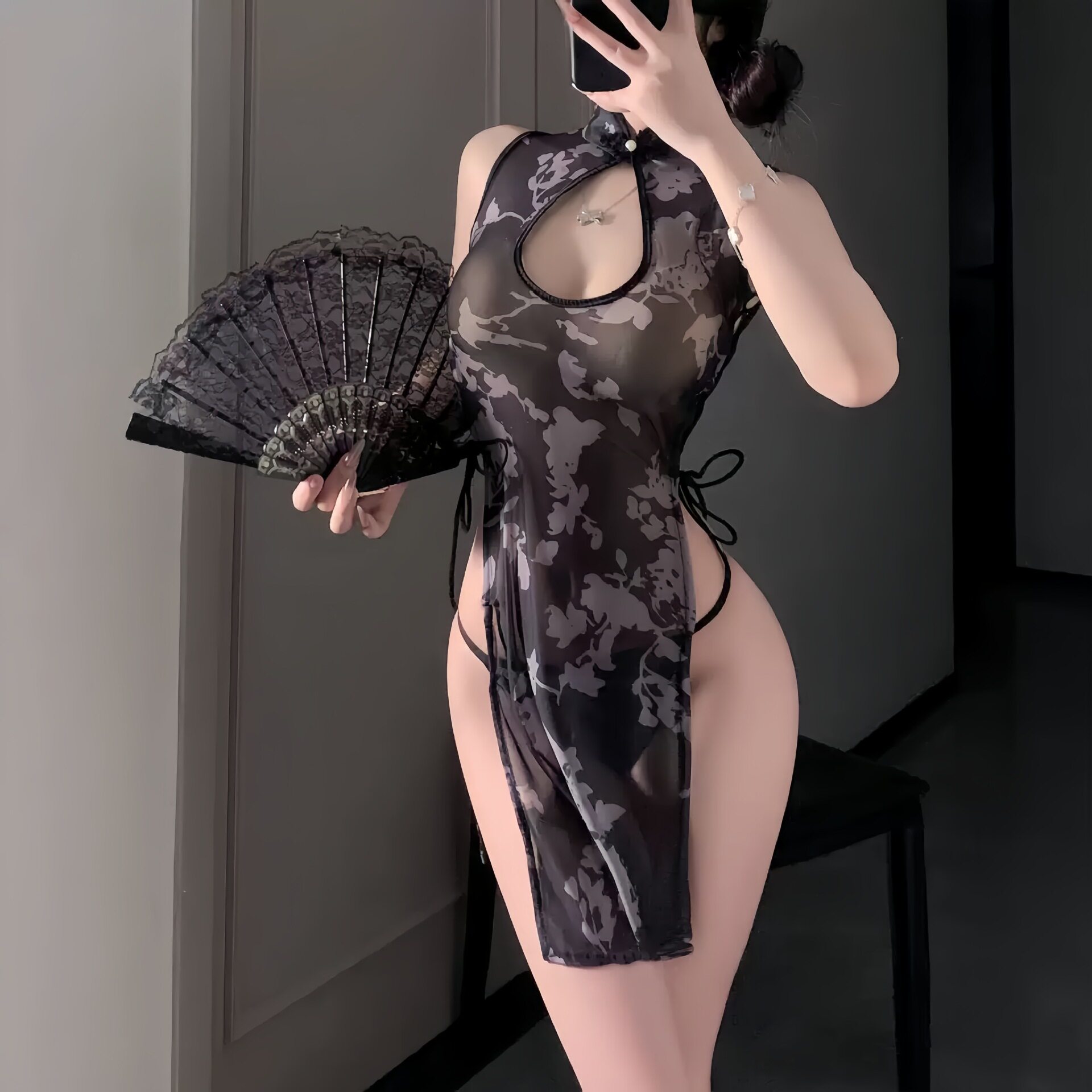 醉窖大码复古蕾丝花边女式扇夏季舞蹈表演摄影拍照道具折扇扇子