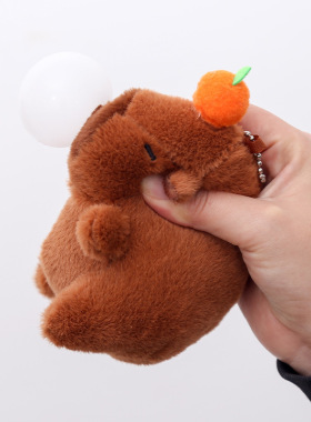 【晃动会叫】卡皮巴拉吐泡泡水豚公仔毛绒玩具玩偶吱吱叫挂件批货