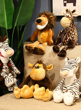 跨境批发狮子玩偶猩猩公仔nici毛绒玩具野生森林动物农场朋友娃娃