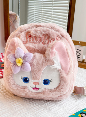 包包2025新款潮可爱双肩包女毛绒狐狸背包冬季动物玩偶学院风书包