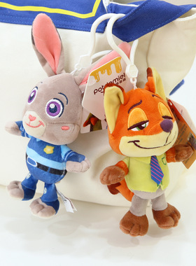 正版迪士尼疯狂动物城朱迪尼克毛绒钥匙扣挂件挂饰送女生生日礼物