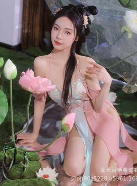 性感内衣女蝴蝶饰胸撞色飘逸分片裙激情火辣性感诱惑古风制服6470