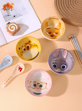 疯狂动物城尼克陶瓷饭碗釉下彩卡通陶瓷碗套装送礼伴手礼生日礼物