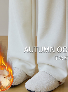 糯米裤垂感窄版阔腿裤女秋冬羊绒裤子外穿高腰白色直筒裤显腿长