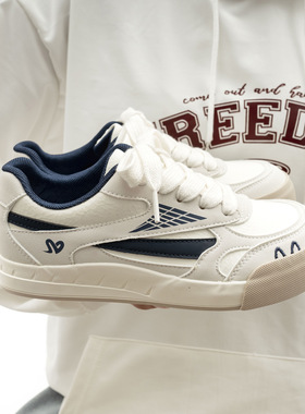 蓓尔休闲板鞋2025秋季新款复古软底时尚百搭女厚底增高女款小白鞋