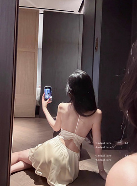 性感睡裙女露背吊带纯欲高级感柔软飘飘裙睡衣吊带纯欲蕾丝超短裙