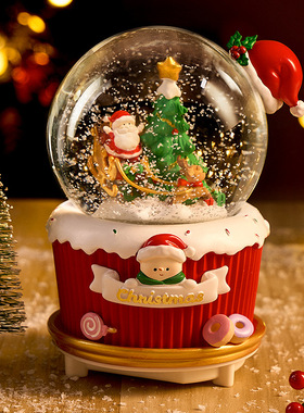 圣诞节水晶球音乐盒礼物装饰摆件八音盒旋转飘雪圣诞老人儿童礼品