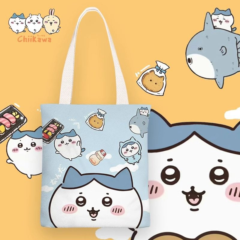 chiikawa动漫儿童可爱帆布袋单肩简约包初中学生补习袋上课手提包