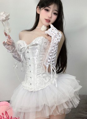 半糖引力芭蕾天鹅纯欲束腰马甲胸衣性感修身蕾丝胸衣搭蓬蓬裙6062