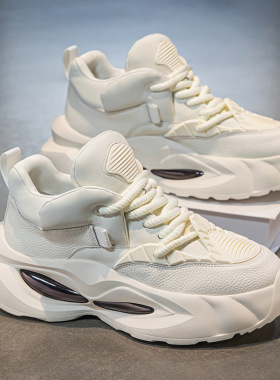 男鞋2025春季新款户外耐磨厚底增高运动潮鞋高级感百搭学生老爹鞋