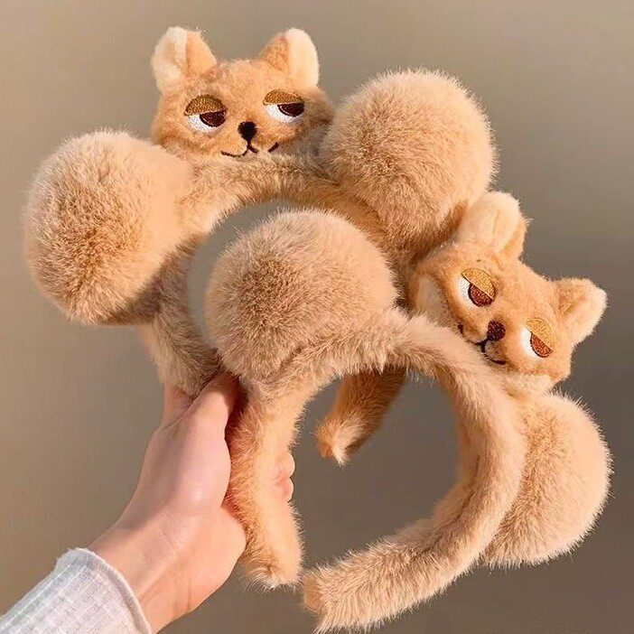 卡其卡通毛绒狐狸兔子发箍发圈女高级感压法高颅顶甜美可爱发饰潮