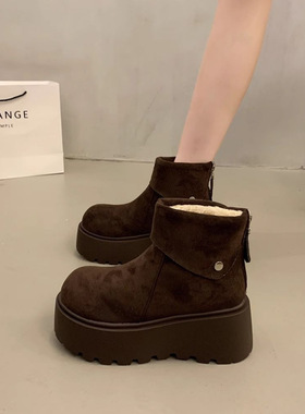 【物美价优小个子增高勃肯厚底雪地靴女2025新款冬加绒保暖棉鞋