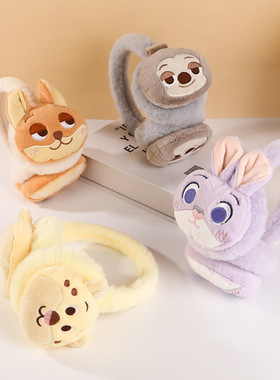 橙色小狗可爱毛绒耳罩保暖秋冬防冻护耳套学生可爱保暖加绒耳罩