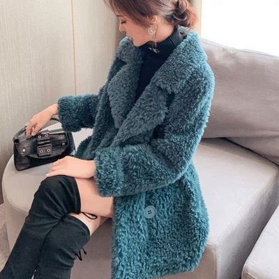 加厚羊羔绒外套女中长款2024冬新款宽松显瘦皮毛一体颗粒绒大衣