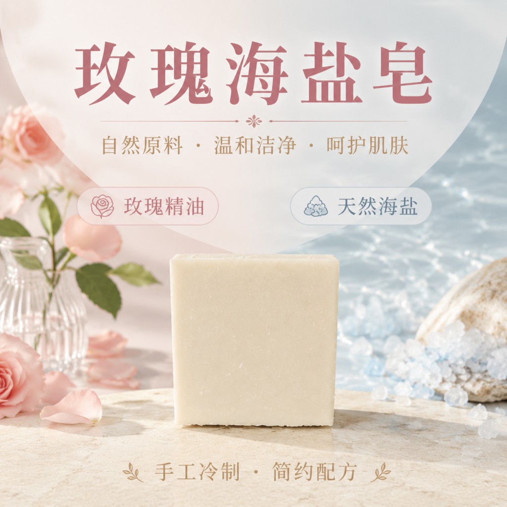 芷芙记海盐玫瑰手工洁面沐浴香皂