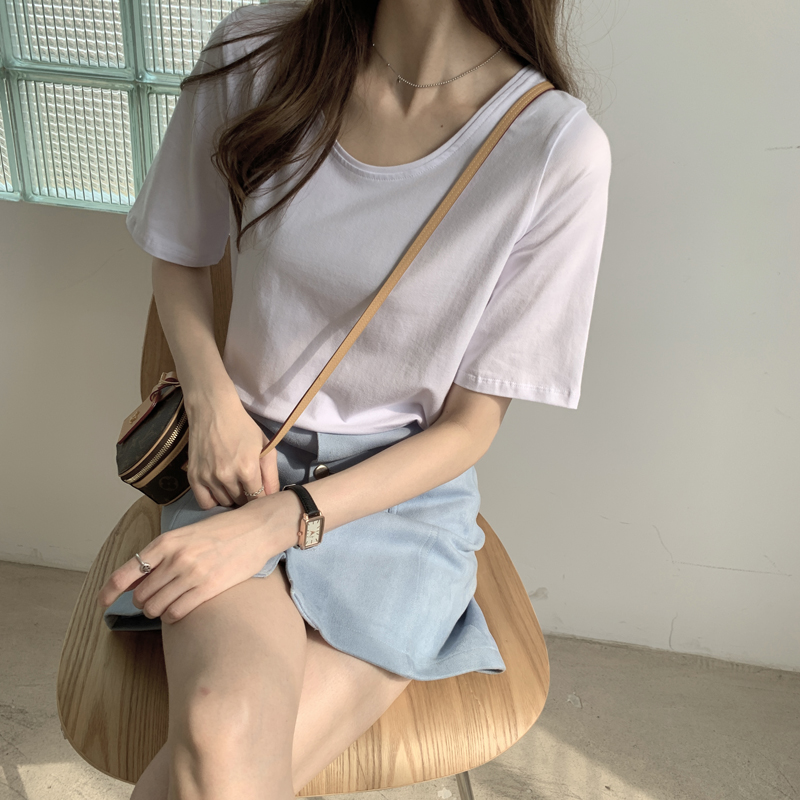 春夏季女士体桖大领口短袖T恤