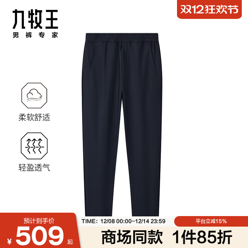 [商场同款]九牧王男装2025夏新款舒适针织休闲男款慢跑裤JB5E115