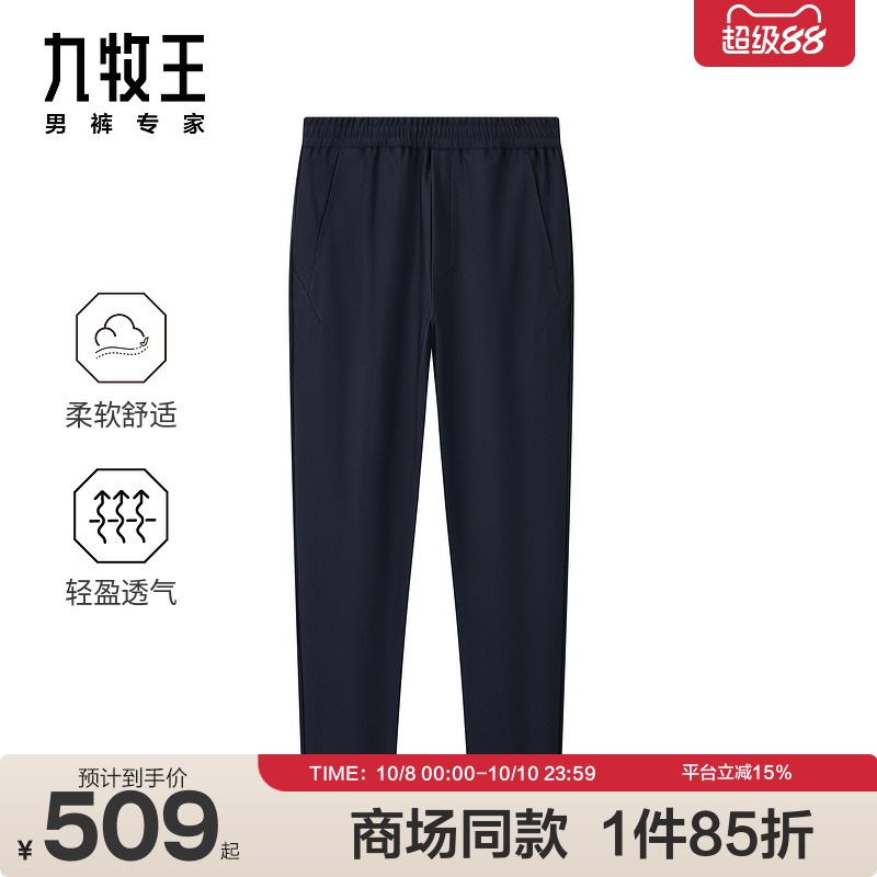 [商场同款]九牧王男装2025夏新款舒适针织休闲男款慢跑裤JB5E115